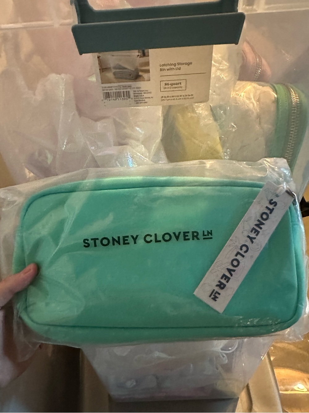 Stoney Clover Lane retired aqua small pouch